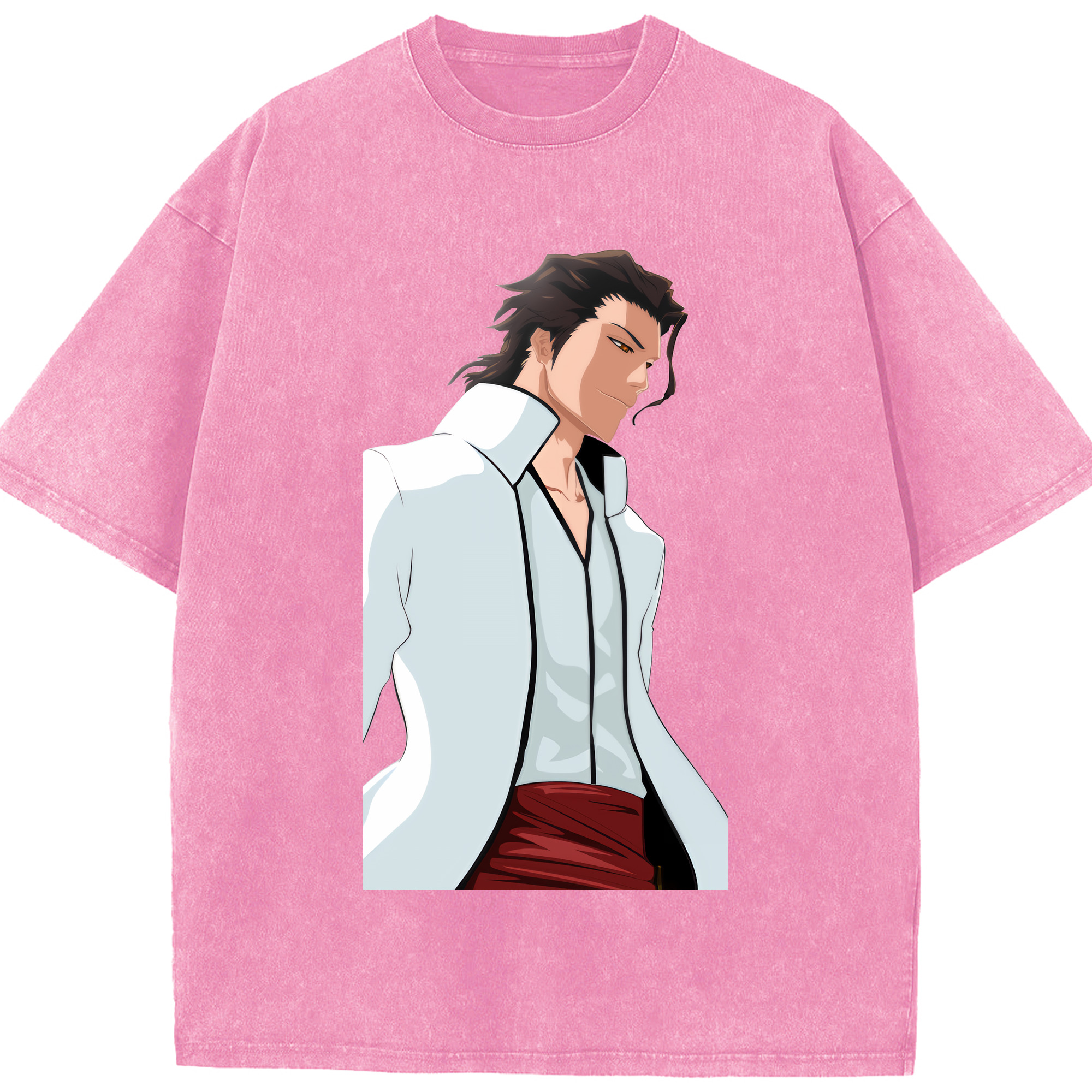 （画像用） ブリーチ 藍染 惣右介（あいぜん そうすけ） BLEACH Aizen Sousuke 綿100% ヴィンテージ風 半袖Tシャツ（フロントプリント）